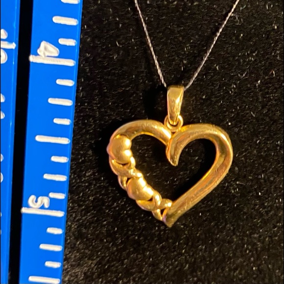 14K XO Heart Necklace Pendant - Picture 3 of 3